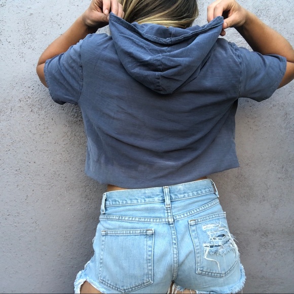 Repurposed Nike Hoodie Distressed Crop Tee - Picture 5 of 6